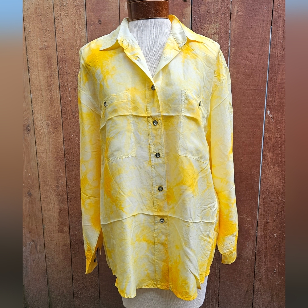 Sparks 100% silk long sleeve collared button-down shirts